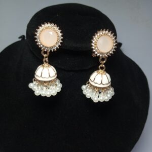 White Jhumke Earrings With White Pearls New Trending Style